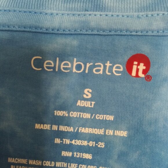 Celebrate It Blue Tie-Dye USA Graphic Tee Shirt Size:Small - Picture 5 of 6